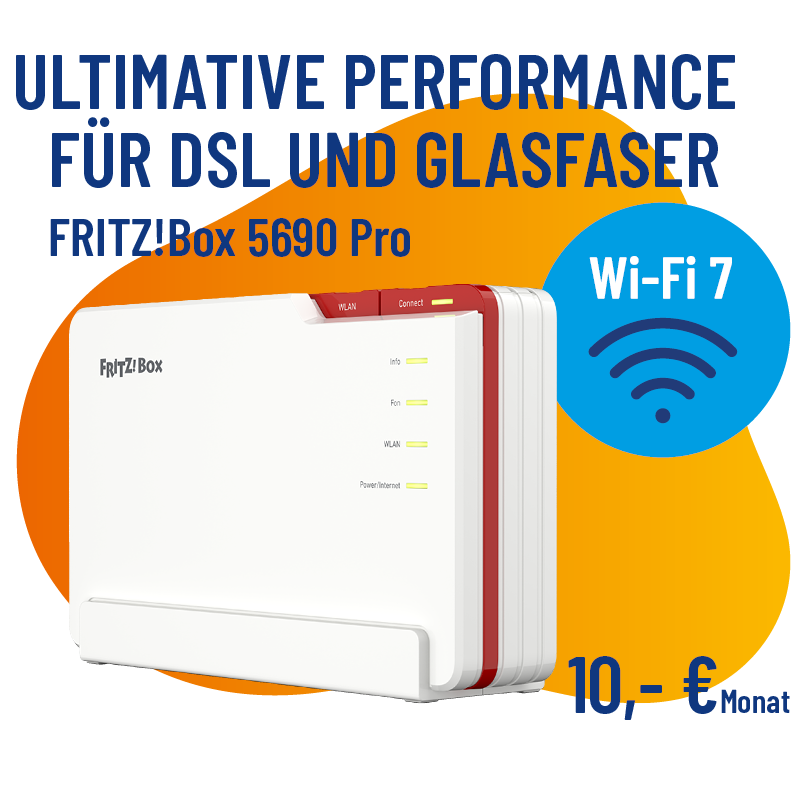 Foto. FRITZ!Box 5690 Pro - Ultimative Performance für DSL und Glasfaser; Wi-Fi 7; 10 € Miete monatlich